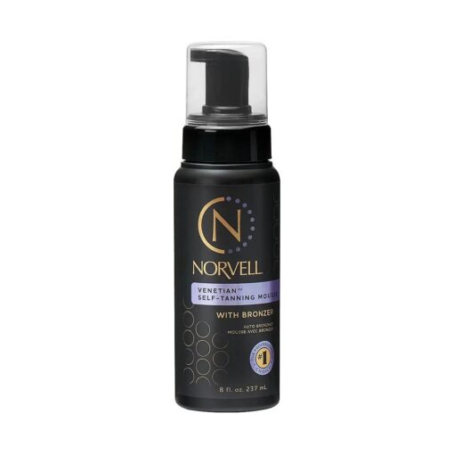 Norvell Venetian Sunless Self Tanner Mousse with Bronzer, 8 Fl Oz - Instant Self Tanning - Natural Looking - Anti-Orange - Fake Tan for Bronzing Glow