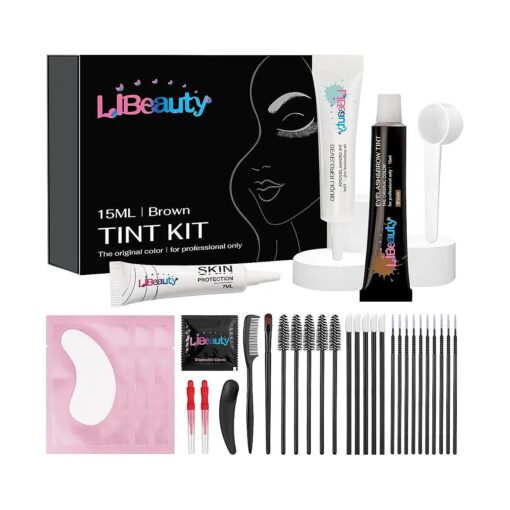 Libeauty Eyelash and Eyebrow Color Kit Brown Instant Hair Color Kit for Lash and Brow Perfect Partner for Lash Perm/Lift/Lamination Treatment Voluminous Coloring