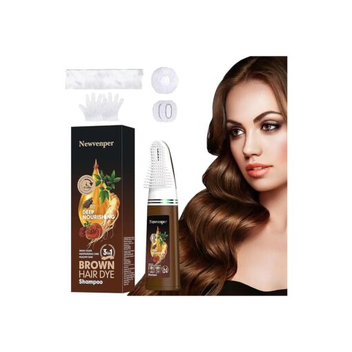 Brown Hair comb Dye Shampoo For Gray Hair and Beard Coverage, Instant Dye and Long-lasting Hair Color Shampoo in Minutes Travelling Outfit, For Women Men Easy Comb Dyeing 200ML