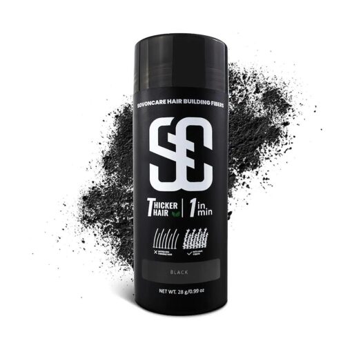 SOVONCARE Hair Fibers for Thinning Hair, Black Hair Building Fibers for Bald Spots Undetectable & Natural, Conceals Hair Loss, Fill In Fine Hair Powder Hair Thicker Instantly for Women & Men 28g