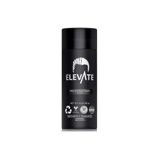 ELEVATE Hair Fibers for Thinning Hair ( BLACK ) 100 % Natural & Undetectable Keratin Hair Fibers to Instantly Thicken Thinning & Balding Hair in 30 sec for Men & Women - Natural Hair Loss Concealer 28g