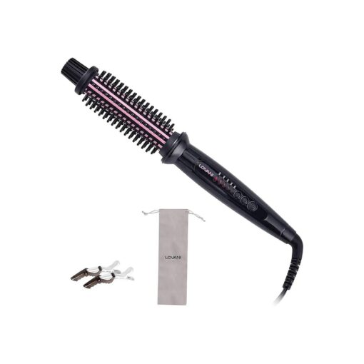 Curling Iron Brush, Hair Curling Wand with 1 Inch Ceramic Tourmaline Ionic Barrel, Dual Voltage Instant Heat Up Travel Hair Curler