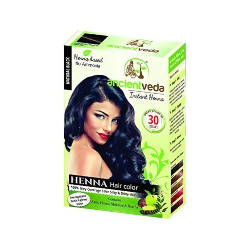 Henna Hair Color | Instant Henna with Applicator Brush and Gloves | 60 grams ( Black ) ( 60 Gram, Black )