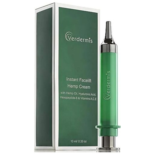 Instant Facelift Cream with Hemp Oil, Hyaluronic Acid, Vitamins A, C, E, and Peptides, Non-Invasive, Instant Results .