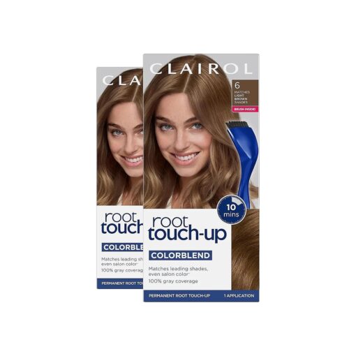 Root Touch-Up by Nice'n Easy Permanent Hair Dye, 6 Light Brown Hair Color, Pack of 2