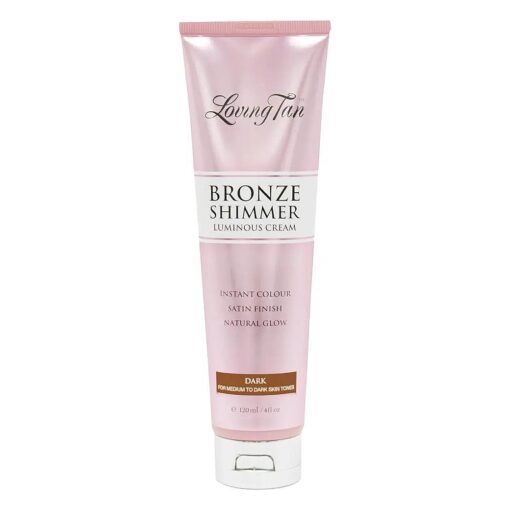 Loving Tan Bronze Shimmer Luminous Cream, Dark - Streak Free, Natural Looking, Instant Sunless Tanner - 6+ Self Tanning Applications per Tube, Cruelty Free - 4 FL Oz