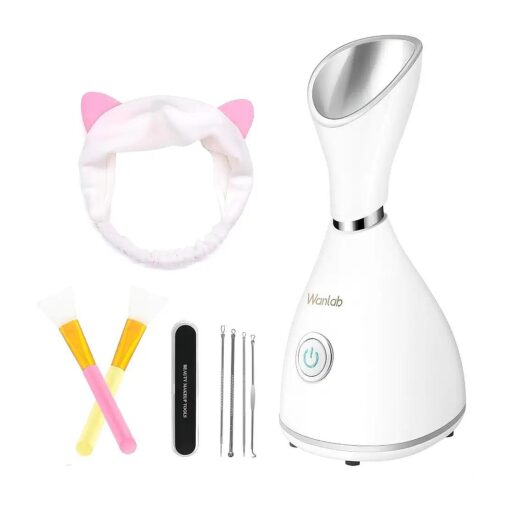 Portable Facial Steamer Nano Face Steamer Warm Mist Home Skin Spa Steamers for Sinuses Acne Pores Cleanse Blackhead Remover Kit Mask Brush