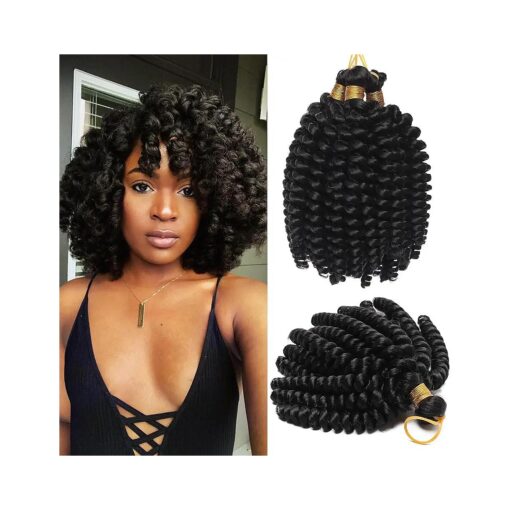 Jumpy Wand Curly Crochet Hair Jamaican Bounce Hair 6 Inch Braids Twist Hair Jamaican Bounce Short Curly Crochet Braids Hair Extension Synthetic For Black Women ( 6" curly, off black )