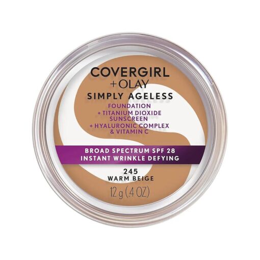 Covergirl Simply Ageless Instant Wrinkle Defying Foundation, 245 Warm Beige, 0.4 Oz ( Packaging May Vary )