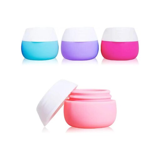 Gemice Travel Containers for Toiletries, Silicone Cream Jars, TSA Approved Travel Size Containers Leak-proof Travel Accessories with Lid for Cosmetic Makeup Face Body Hand Cream ( 4 Pieces )