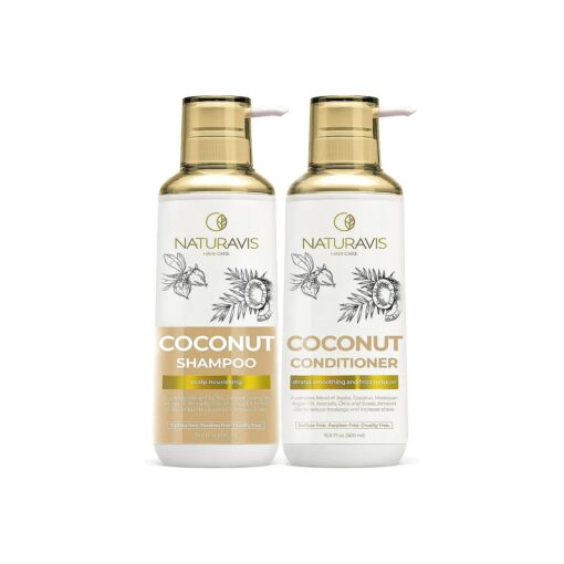 Coconut Shampoo and Conditioner Set - Sulfate Free and Paraben Free Intense Moisturizing Treatment with Jojoba - For Hydrating Your Scalp and Restoring Dry and Damaged Hair