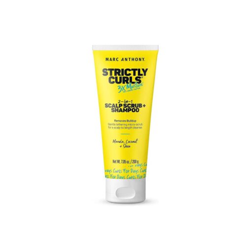 Marc Anthony 2-in-1 Scalp Scrub and Shampoo, Strictly Curls - Deep Cleansing & Exfoliating Shampoo for Curly Hair Removes Buildup with Coconut Oil, Marula Oil, Shea Butter & Bentonite Clay - 7.05 Oz