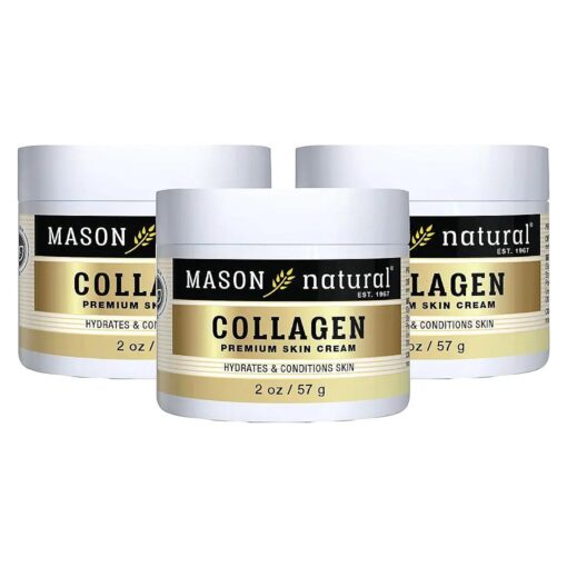 MASON NATURAL Collagen Premium Skin Cream - Anti-Aging Face and Body Moisturizer, Intense Skin Hydration and Firmness, Pear Scent, Paraben Free, 2 OZ ( Pack of 3 )