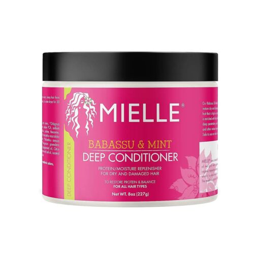 Mielle Organics Babassu & Mint Deep Conditioner with Protein, Moisturizing & Conditioning Deep Treatment, Hydrating Repair for Dry, Damaged, & Frizzy Hair, 8-Ounces