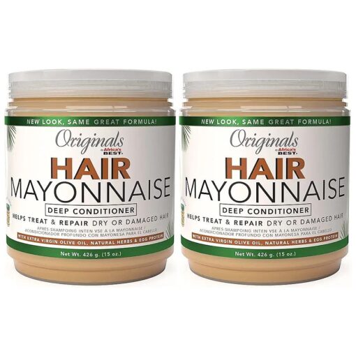 Originals By Africa 's Best Hair Mayonnaise Conditioner, 2 Pack, 15 oz Jar, Enriched with Natural Botanical Herbal Extracts and Olive Oil to Deep Condition and Repair