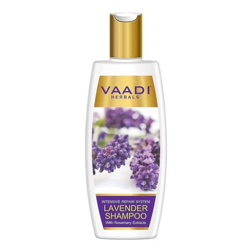 Vaadi Herbals Lavender with Rosemary Extract Shampoo - Intensive Repair Shampoo - ALL Natural - Paraben Free - Sulfate Free - Scalp Therapy - - Suitable for All Hair Types - 11.8 Ounces