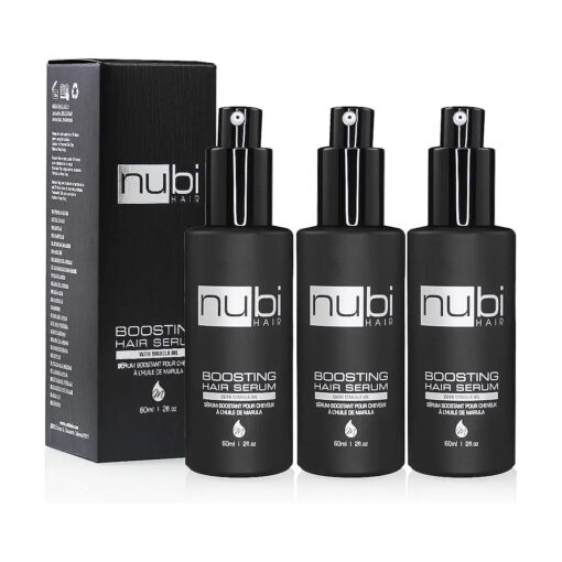 Nubi Boosting Hair Serum - Marula Oil Hair Serum with Vitamin E and Aloe Vera - Marula Hair Serum to Revive Dry, Dull Hair - 2 Fl, Oz, / 60 Ml, ( 3 Pack )