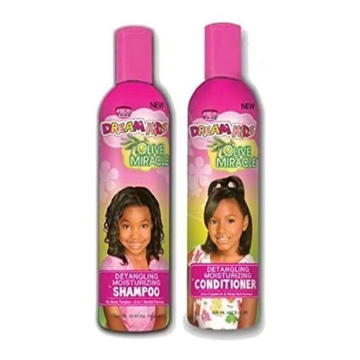 African Pride Dream Kids Olive Miracle Detangling Shampoo and Conditioner Combo Set