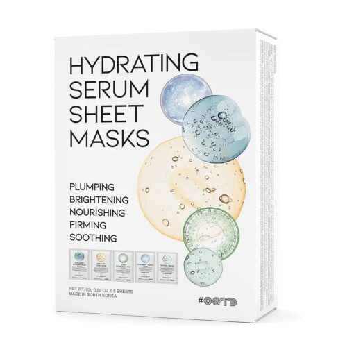 Hydrating Sheet Mask Starter Kit Variety Pack for Skin Care, Dry, Ance, Sensitive Skin, Korean Vegan Facial Sheet Mask for Men & Women, Collagen, Cica, Ceramide, Hyaluron, Retinol 5EA