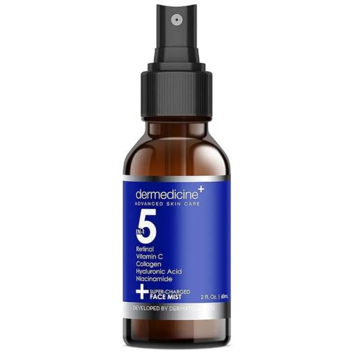 5 in 1 Super Charged Anti-Aging Face Mist w/Retinol, Vitamin C, Collagen, Hyaluronic Acid & Niacinamide | Hydrates, Refreshes & Brightens for a More Glowing Complexion | 2 fl oz, 60 ml