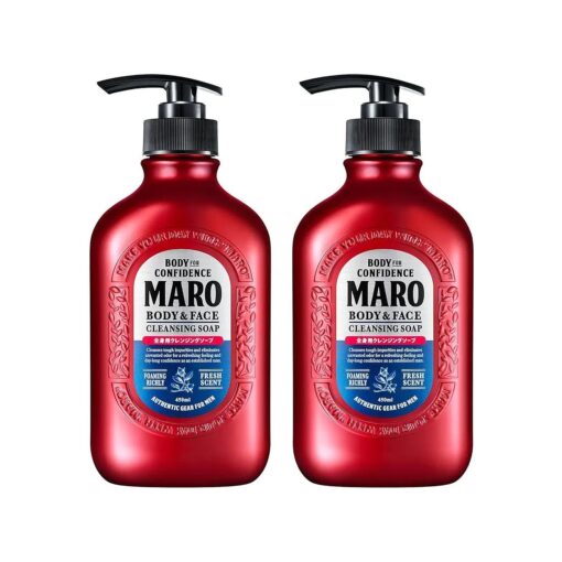 MARO Body & Face Cleansing Soap | All-In-One Wash Removes Dirt & Oil for Invigorated & Renewed Skin | 15 oz / 450 ml ( 2 Pack )