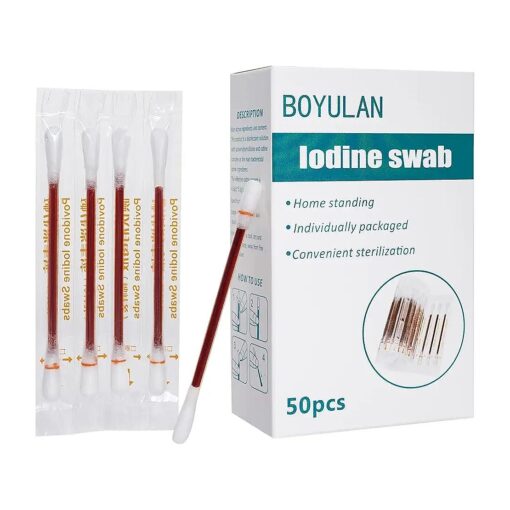 Iodine Swabs Individually Wrapped Disposable Supplies Medical Iodine Swabs for Nose Care 50 Count