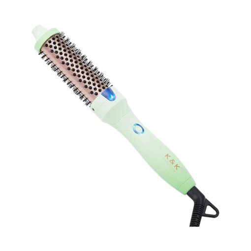 K & K Thermal Brush, 1.25 Inch Keratin Protect Heated Barrel Hot Hair Brush, Ionic Smooth Shine Volumize Comb, Dual Voltage Hair Straightener Curler Styling Tool