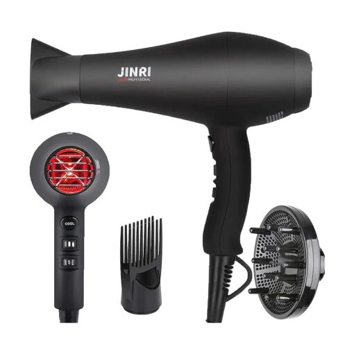 Infrared Hair Dryer, Professional Salon Negative Ionic Blow Dryers for Fast Drying, Pro Ion Quiet Hairdryer with Diffuser & Concentrator & Comb