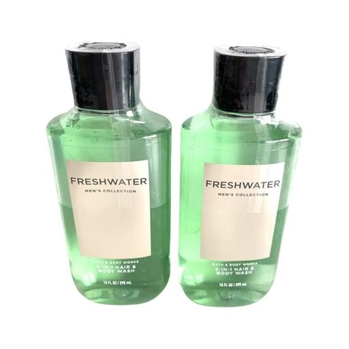 Bath and Body Works Men 's Collection Freshwater 2 in 1 Hair and Body Wash 10 Oz, 2 Set .