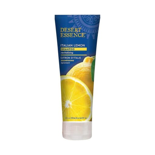 Desert Essence, Italian Lemon Shampoo 8 fl, oz, - Gluten Free - Vegan - Cruelty Free - Lemon Peel Oil and Aloe - Removes Excess Oil - Clarifying - Enhances Shine