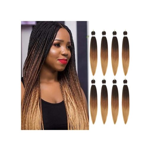 AQINBEL Braiding Hair Pre stretched 26 Inches 8 Bundles Ombre Braiding Hair Itch Free Crochet Twist Hair for Braids Yaki Texture Pre stretched Braiding Hair Extensions for Women ( 1B/30/27 # )