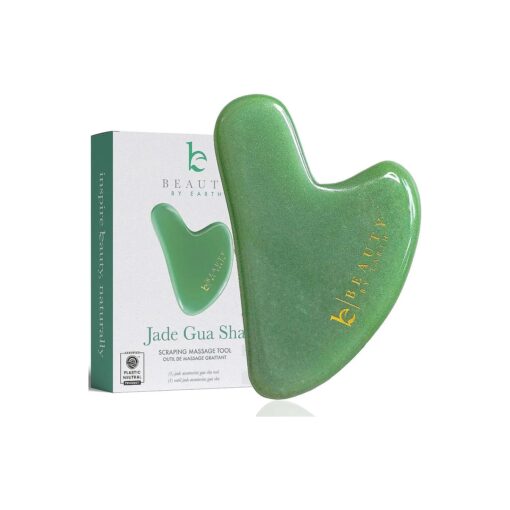 Beauty by Earth Jade Gua Sha - Face Sculpting Tool for Face Massage, Jaw Massager, Facial Massage Tools are Stocking Stuffer Ideas for Women and Teenage Girls, Small Gifts