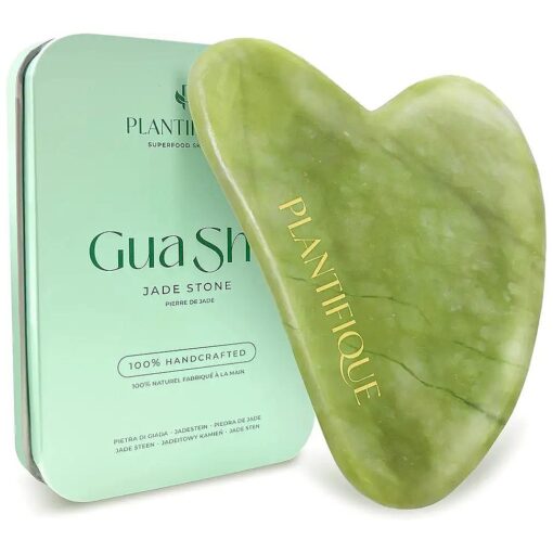 PLANTIFIQUE Gua Sha Facial Tools - Massage Tool - Jawline Sculptor - Face Sculpting Tool for Your Skincare Routine - Jade Gua Sha