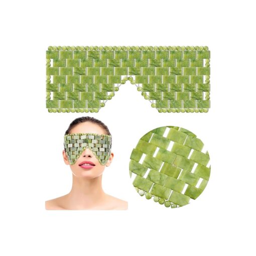 Jade Eye Mask Stone Eye Mask Hot or Cold Using Jade Mask Green Jade Facial Eyes Sleeping Mask Relief Eye Cover for Women Men Soothing, Cooling and Relieving