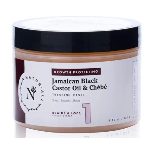 NaturAll Jamaican Black Castor Oil & Chebe Braiding Gel - Sulfate-Free Loc Gel for Retwists, Locs & Braids - Growth Protecting Twist Gel Creates A High Hold & Shine Without Flaking or Buildup ( 8 OZ )