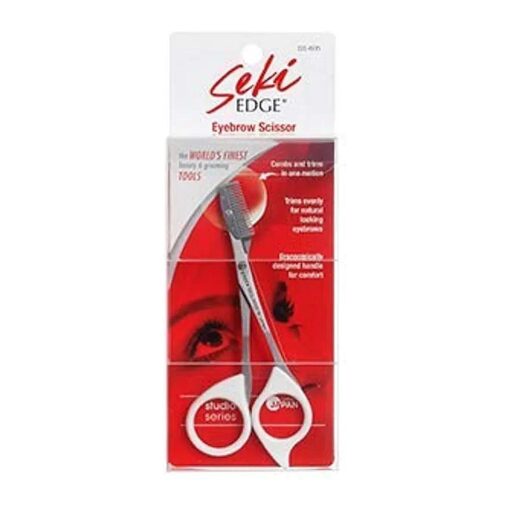 Seki Edge Eyebrow Scissors Comb ( SS-605 ) - Stainless Steel Eyebrow Trimmer Scissor Comb for Trimming Eye Brows, Beards, & Mustaches - for Men & Women - Made in Japan