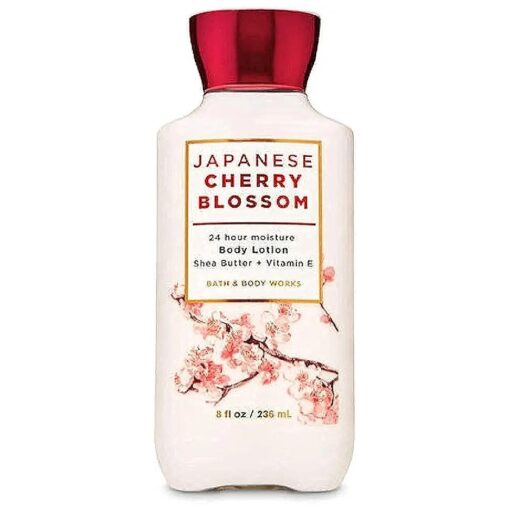 Bath and Body Japanese Cherry Blossom 24 Hour Moisture Super Smooth Body Lotion with Shea Butter, Coconut Oil and Vitamin E 8 fl oz / 236 mL