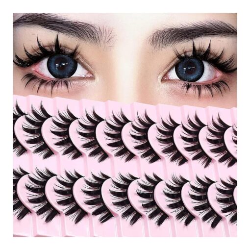 10 Pairs Anime Cosplay Lashes Spiky Manga Style Lashes Janpanese 16mm Extension Natural Manhua Doll Eye Lashes Halloween/Party Makeup Look by AUGENLI ( A3 )