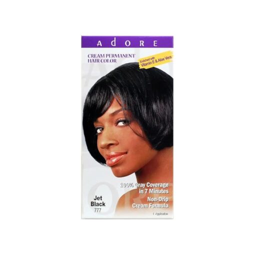 Adore Cream Permanent Hair Color 777 Jet Black enriched with Vitamin E & Aloe Vera 1 application