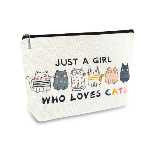 Cat Makeup Bags for Women, Cute Cat Themed Gifts for Girls, Small Cat Lover Travel Cosmetic Bag Zipper Pouch for Teens Daughter Sister Bestie, Funny Cat Mom Stuff Birthday Christmas Decorations