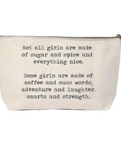 Jules Natural Canvas Extra Large Makeup Zipper Bag Not All Girls Are Sugar And Spice ( Large - Extra Wide )