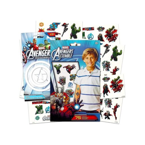 Avengers Marvel Tattoos - 75 Assorted Infinity War Temporary Tattoos Bundled with 1 Jumbo Sticker Decal