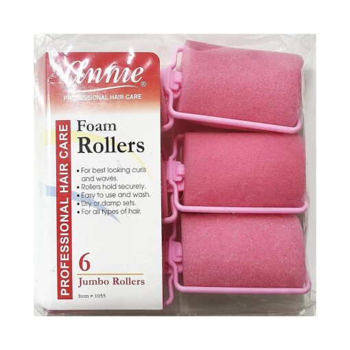 Classic Foam Cushion Rollers # 1055, 6 Count Pink Jumbo 1-1/2 Inch