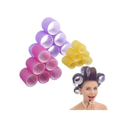 Jumbo Size Hair Roller sets, Self Grip, Salon Hair Dressing Curlers, Hair Curlers, 3 size 18 packs ( ( 6XJUMBO+6XLARGER+6XMEDUIEM ) ...