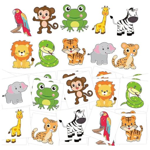 Jungle Animal Temporary Tattoos for Kids Safari Tattoo 60Pcs