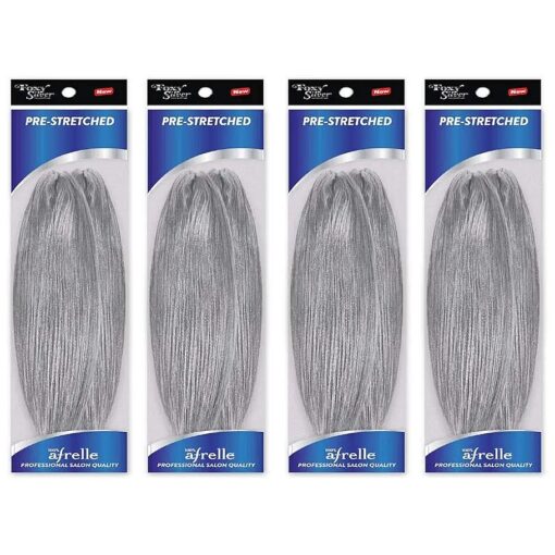 Foxy Silver ( Foxy Braid - Easy Braid 18-4 Packs ) - Kanekalon Pre-Stretched Braiding Hair in 44