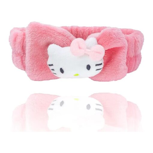 Kawaii Spa Headband, Cute Headband for Women Facial Makeup, Washing, Party, Soft Microfiber Coral Skincare Shower Fluffy Towel Headbands Hair Band for Girls, Kii-ty