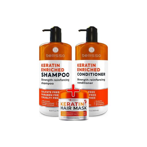 BELLISSO Keratin Shampoo and Conditioner Set and Keratin Hair Mask