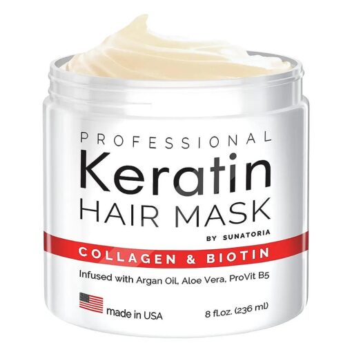 Professional Keratin Hair Mask - Made in USA - Nourishment Treatment for Hair Repair & Beauty - Biotin Collagen Coconut Oil & Pro-Vitamin B5 Protein Mask - Hair Vitamin Complex