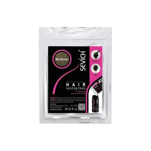 Sevich Hair Fibers - Hair Rebuilding Fibers Original Refill, Nature Keratin Fibers for Thin Hair, 100g - Medium Brown